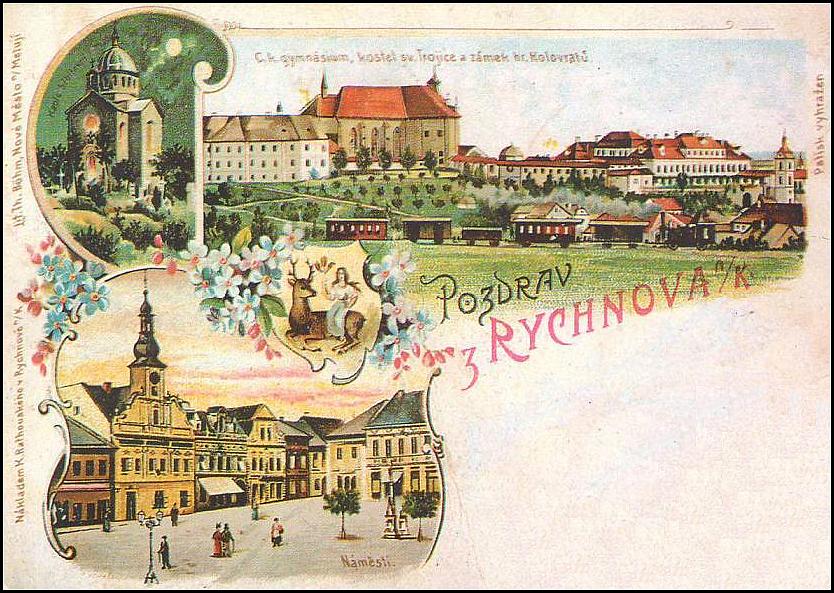 Pocztówka z Rychnova 1899 - źródło: Fotohistorie.cz